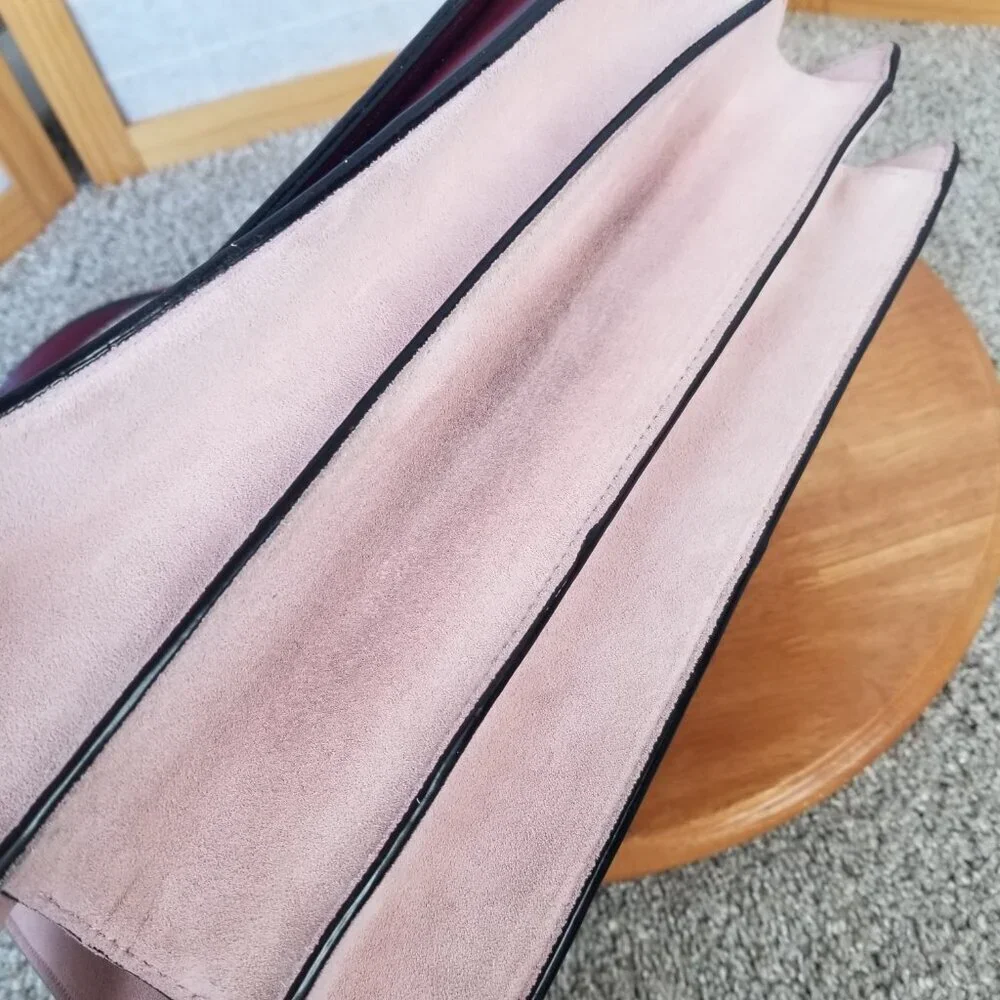 Kate Spade Large Tote Zarinah Hyde Tote Pink Burgundy Leather Suede Shoulder Bag - Picture 8 of 12